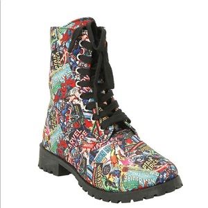 Marvel  Comic Womens Print Combat Boot